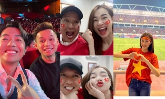 Vợ chồng Trường Giang và loạt sao rủ nhau 'đi bão' mừng chiến thắng U23 Việt Nam tại SEA Games 31
