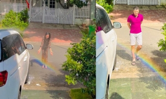 Cầu vồng rọi thẳng cổng biệt thự nhà Thủy Tiên sau cơn mưa lớn