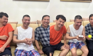 Công Lý cười hết cỡ khi Xuân Bắc và Quang Thắng đến thăm