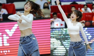 TikToker Lê Bống mặc áo ngắn cũn đi cổ vũ bóng rổ