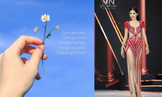 Lệ Nam đưa câu ứng xử tiếng Anh của mình lên ảnh bìa Facebook sau ồn ào rớt top 10 HHHV VN 2022