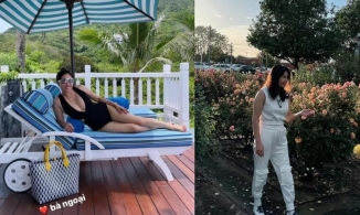 Mẹ ruột Phạm Hương diện đồ tắm khoe vòng một căng đầy ở tuổi U60