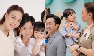 Đàm Thu Trang lộ vòng 2 như có bầu trong tiệc sinh nhật con gái Suchin