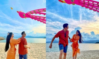 Lê Âu Ngân Anh và chồng thiếu gia đi thả diều trước thềm đám cưới