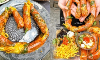 Bánh tráng cuốn 'siêu to khổng lồ' dài 1 mét khiến dân tình xôn xao