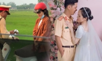 Bị xử phạt vì đi xe máy không gương, cô gái lấy luôn anh CSGT làm chồng
