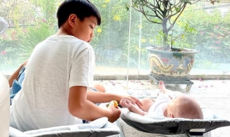 Hồ Ngọc Hà tung khoảnh khắc đáng yêu 'chuẩn anh cả' của Subeo bên hai em