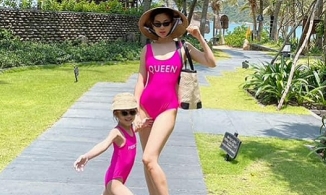 Á hậu Diễm Trang diện áo tắm đôi cùng con gái, khoe vóc dáng quyến rũ 