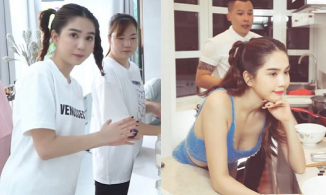 Rời Vũ Khắc Tiệp, Ngọc Trinh vào bếp với style kín như bưng