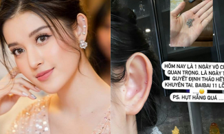 Á hậu Huyền My bất ngờ tháo hết khuyên tai, 'bai bai' 11 lỗ xỏ
