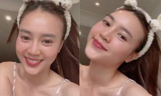 Ninh Dương Lan Ngọc tự tin tạo dáng với đồ ngủ - mặt mộc - cam thường