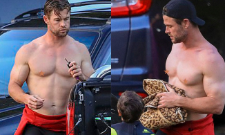 Đưa con đi biển, 'thần Thor' Chris Hemsworth chiếm sóng với body như tượng tạc