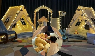 Đàm Thu Trang chuẩn bị cho hai con khu cắm trại lung linh ngay biệt thự triệu đô