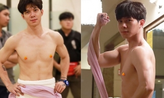 'Bố bỉm tin đồn' Anh Tú khoe hình thể 'múi sầu riêng' trong hậu trường phim mới