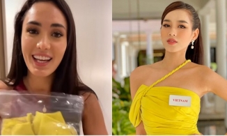 Miss Mexico vui như trẩy hội khi được Đỗ Thị Hà trao tặng váy 30 triệu trước thềm Chung kết 