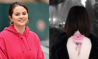 Xuất hiện bông hồng rực rỡ trên lưng Selena Gomez 