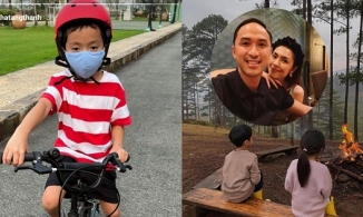 Con trai Hà Tăng dù đeo khẩu trang kín mít vẫn lộ điểm nhìn là biết con Louis