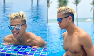 Trọng Hiếu xả ảnh không mặc đồ dưới hồ bơi khiến hội chị em không thể rời mắt