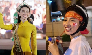 Hoa hậu Thùy Tiên tơi tả sau đêm “đi bão” mừng Việt Nam vô địch