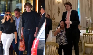 Chiều cao vượt 2m1 của Barron Trump, mẹ siêu mẫu đứng cạnh cũng thành lùn