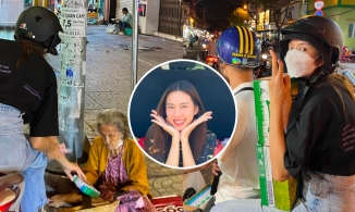 Nửa đêm, HH Thùy Tiên ra đường bằng xe máy đi tìm người nghèo