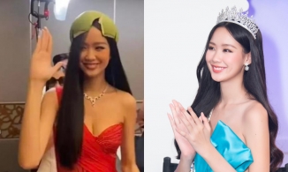 Á hậu Bảo Ngọc đội vương miện 0 đồng cầm quyền trượng tự chế catwalk thần sầu 
