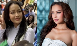 Hoa hậu Ngọc Châu lộ mặt thật sau khi trôi lớp makeup ngay tại sự kiện