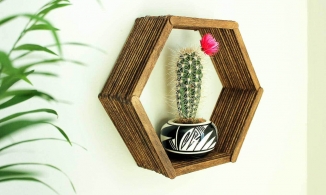 Tự làm kệ lục giác bằng que kem để trang trí tường nhà