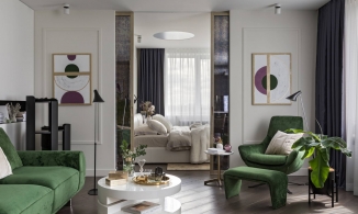 Căn hộ 64m² sang trọng của cô gái trẻ với cách phối màu xanh lá cây - tím - xám cực kỳ độc đáo