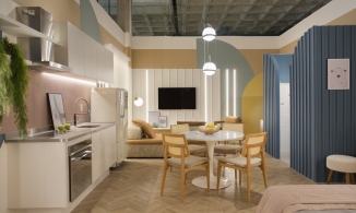 Căn hộ 40m² trẻ trung nhờ những đường cong màu sắc uyển chuyển