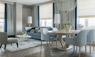 Căn hộ 150m² 2 phòng ngủ sang trọng của cặp vợ chồng với tone màu xanh lam chủ đạo