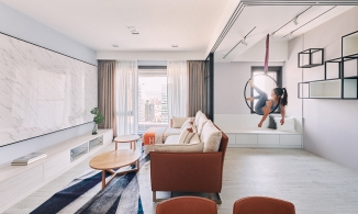 Căn hộ ấm cúng, có cả khu vực tập yoga bay tại gia của nàng độc thân tại Đài Loan