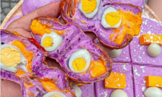 Bánh khoai mỡ tím phiên bản 'tròn vo' ngập tràn trứng cút kèm phô mai