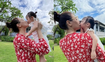 Đàm Thu Trang khiến MXH ồn ào vì bức ảnh hôn môi con gái