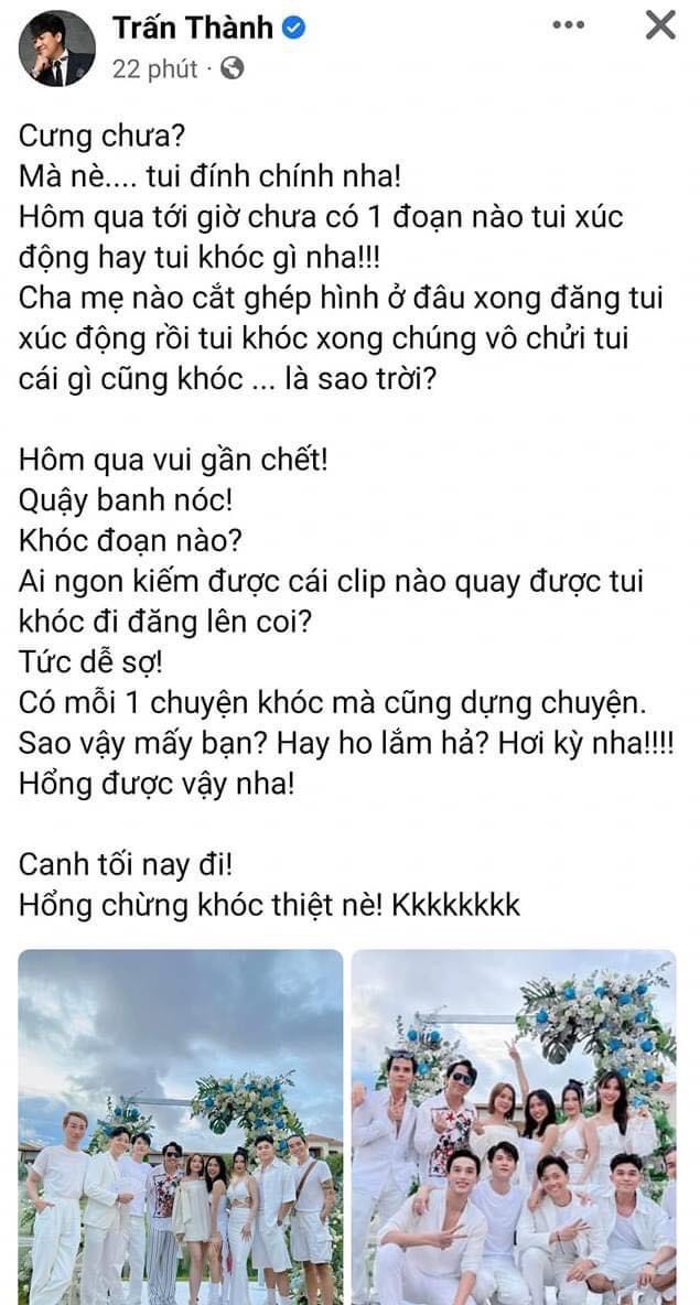 Trấn Thành thanh minh vì khoảng khắc xúc động, Sam 