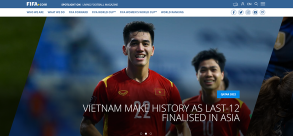 Đội tuyển Việt Nam được trang chủ FIFA đặt ảnh ở vị trí 'vedette' - Ảnh 1