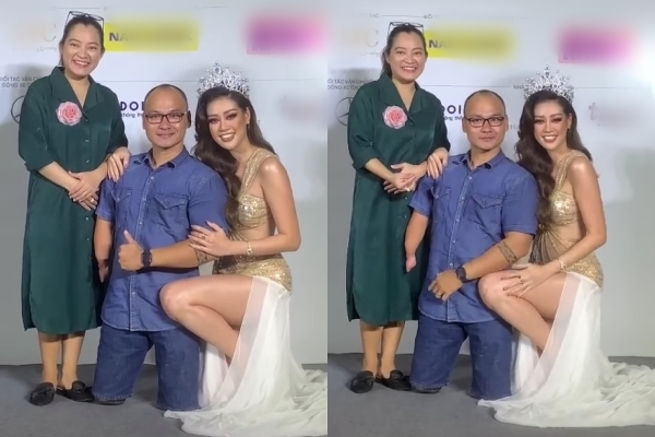 Hoa hậu Khánh Vân được khen tinh tế khi quỳ xuống chụp ảnh với khách mời khuyết tật - Ảnh 1