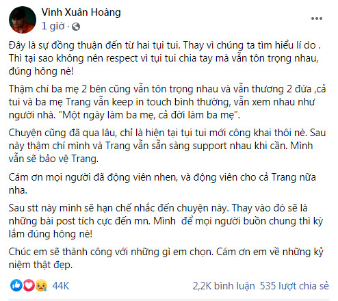Vinh Râu xác nhận ly hôn Lương Minh Trang, hé lộ luôn phản ứng của bố mẹ - Ảnh 1