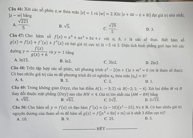Đề thi môn Toán THPT Quốc gia năm 2022 chính thức tất cả các mã đề (đang cập nhật) - Ảnh 3