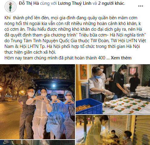 Đỗ Thị Hà, Đỗ Mỹ Linh, Lương Thùy Linh lặn lội trong đêm phát cơm cho xóm nghèo tại Hà Nội - Ảnh 1