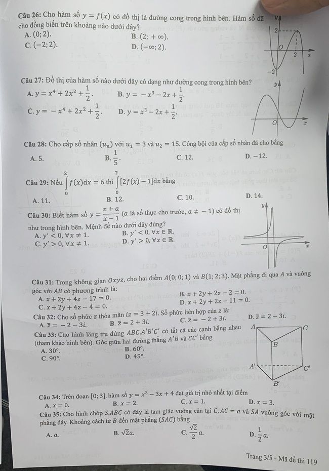 Đề thi môn Toán THPT Quốc gia năm 2022 chính thức tất cả các mã đề (đang cập nhật) - Ảnh 1