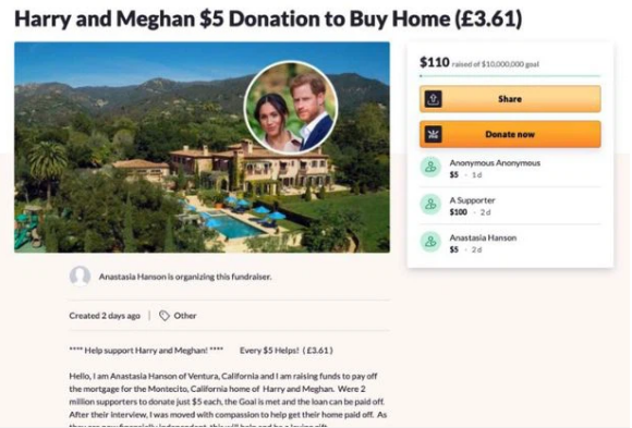 Than bị cắt tài chính, người Mỹ quyên góp giúp Harry và Meghan mua nhà  - Ảnh 1