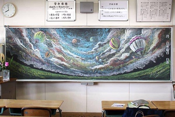 Ấn tượng với những tác phẩm nghệ thuật đỉnh cao 'trên bảng đen' của học sinh Nhật - Ảnh 3