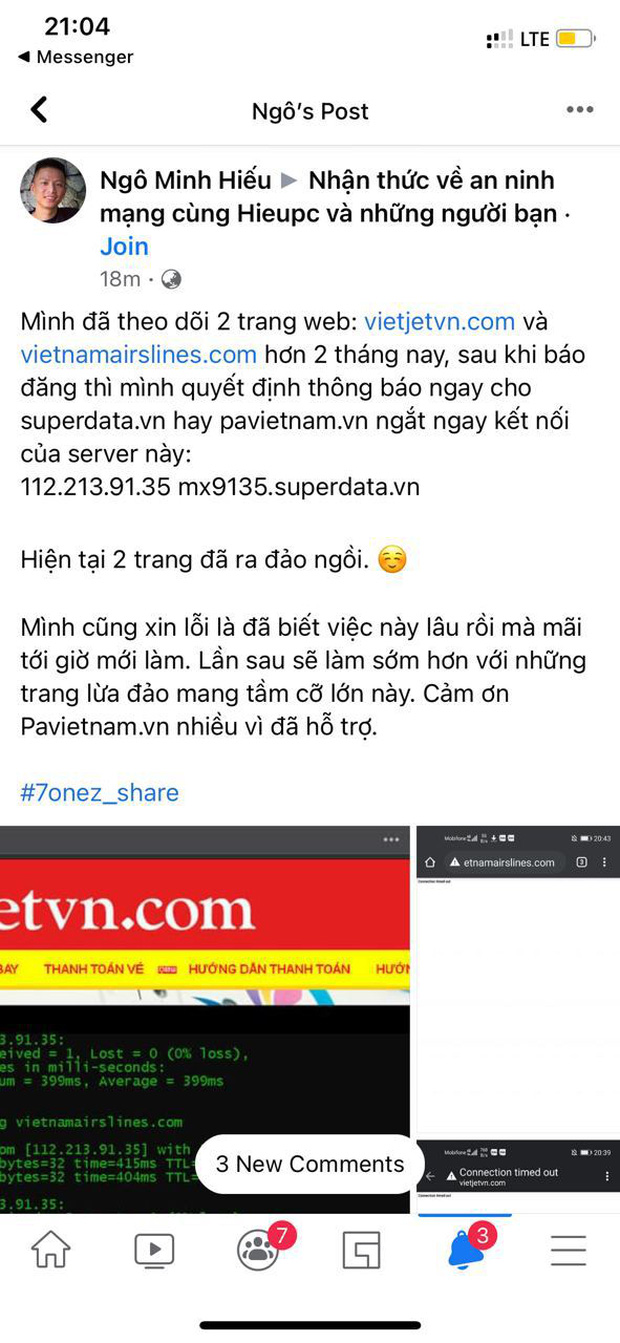 Hieupc 'xoá sổ' 2 trang web lừa đảo giả mạo Vietnam Airline và Vietjet Air  - Ảnh 2