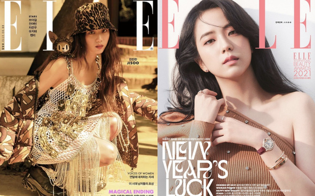 Jisoo trên trang bìa tạp chí ELLE Korea vào tháng 12/2019 và 1/2021