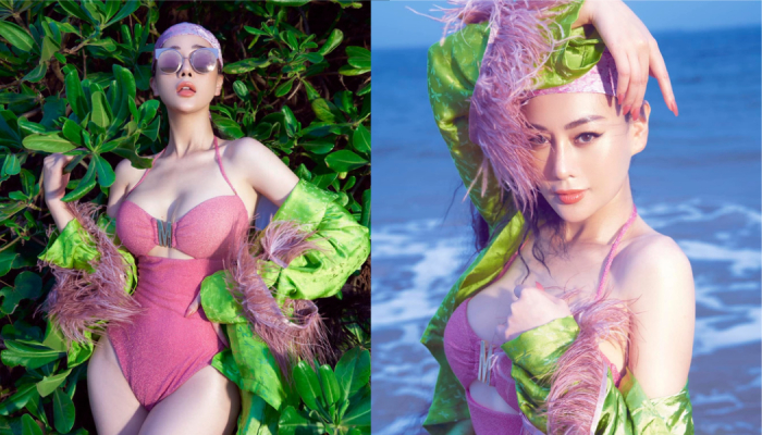 Phương Oanh tiếp tục 'chiêu đãi' fan bằng bộ ảnh bikini hồng rực giữa biển - thumbnail