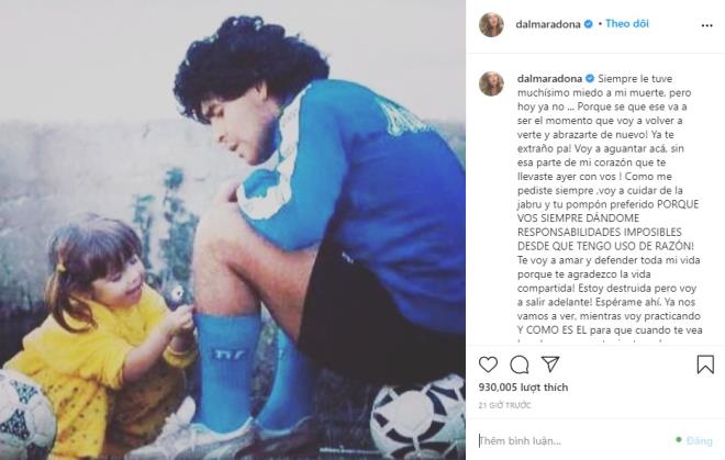 Tâm thư xúc động của con gái huyền thoại Maradona tiễn biệt cha - Ảnh 1