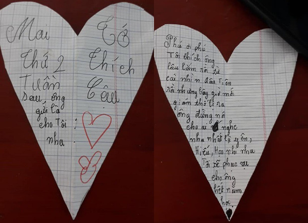 Bức thư tỏ tình của cô bé lớp 4 khiến nhiều người phì cười.