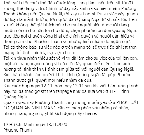 Phương Thanh chính thức viết tâm thư xin lỗi người dân Quảng Ngãi - Ảnh 3
