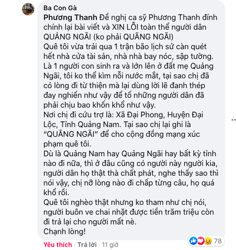 Phương Thanh nói người Quảng Ngãi chỉ 'canh me' 10 triệu của Thủy Tiên  - Ảnh 2